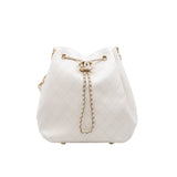 thumbnail CC Drawstring In White Calfskin Quilted Bucket Bag GHW Seri 27 - L'UXE LINK