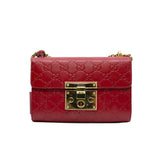 thumbnail Small GG Padlock Shoulder Bag Red GHW - L'UXE LINK