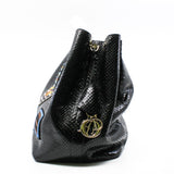 thumbnail Black Python Leather Diorific Sequin Embroidered Patch Bucket Handbag GHW - L'UXE LINK