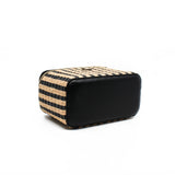 thumbnail Small Black And Beige Raffia Jute Striped Vanity Case With Chain GHW Seri 30 - L'UXE LINK