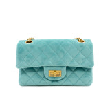 thumbnail Blue Quilted Velvet Mini 2.55 Reissue 224 Flap Bag GHW Seri 29 - L'UXE LINK
