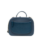 thumbnail Top Handle Zip Vanity In Blue Leather Bag GHW Seri 23 - L'UXE LINK