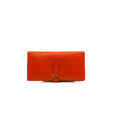 thumbnail Bearn Long Wallet In Orange Lizard Leather GHW Square N Stamp - L'UXE LINK