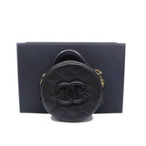 thumbnail Small Coco Mark Round Vanity Case In Black Caviar Leather GHW - L'UXE LINK