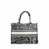 thumbnail Medium Toile De Jouy Book Tote Bag In Blue/White Canvas - L'UXE LINK