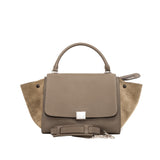 thumbnail trapeze medium in leather beige/suede phw - L'UXE LINK