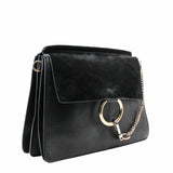 thumbnail Faye medium suede mix leather black ghw - L'UXE LINK
