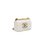thumbnail mini vanity box with pearl cc buckle chain bag in lambsbkin White ghw #XG