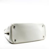 thumbnail Medium Be Dior Leather Top Handle White/Black Handbag PHW With Strap - L'UXE LINK