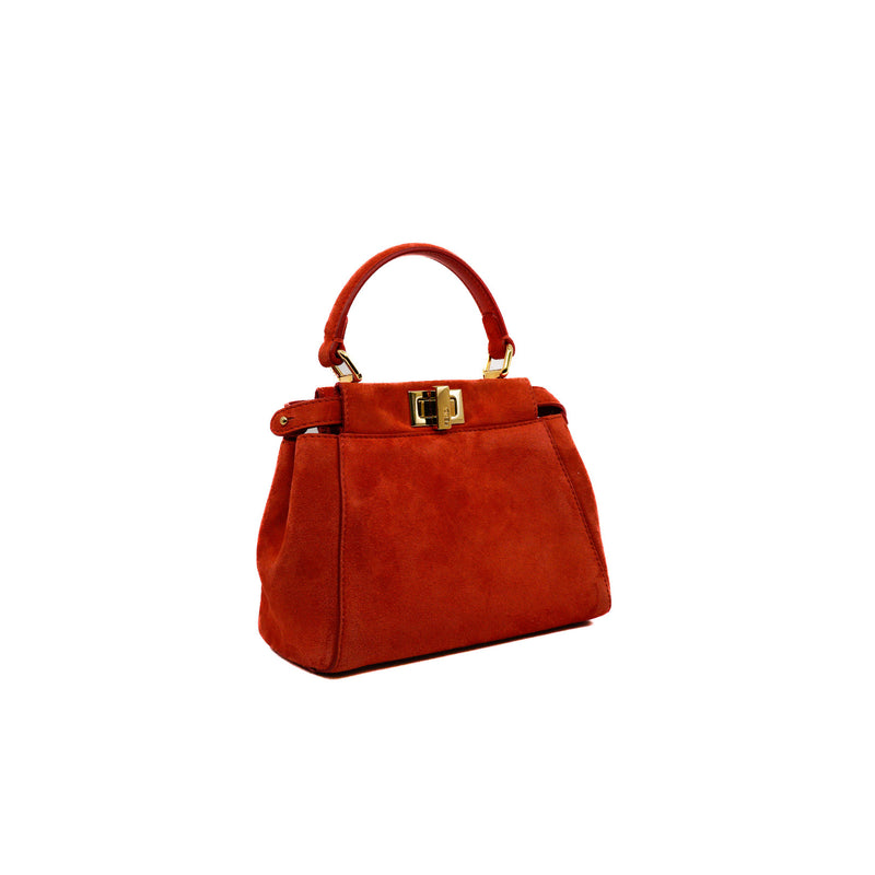 Mini Peekaboo In Red Suede Leather GHW With Strap