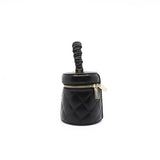 thumbnail Mini Black CC Ruched Top Handle Vanity Case In Shiny Lambskin GHW Seri 32 - L'UXE LINK