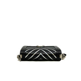 thumbnail Medium Leboy Iridescent/Black Lambskin/PVC Chevron Flap Bag PHW Seri 24 - L'UXE LINK