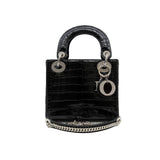 thumbnail mini lady dior in dark green ccd with diamonds buckle phw 2018