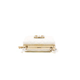 thumbnail mini vanity box with pearl cc buckle chain bag in lambsbkin White ghw #XG