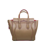 thumbnail Micro Luggage Drummed Calfskin Dark Beige/Pink Handbag GHW - L'UXE LINK