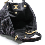 thumbnail 22P Printed Denim Black And Multicolor Maxi Shopping Tote Bag GHW Seri C67NXXXX - L'UXE LINK