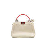 thumbnail Mini Peekaboo Nappa Leather Beige/Red Bag PHW With Strap - L'UXE LINK