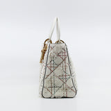 thumbnail Medium Beaded Fringe Lady Dior In White Lambskin Handbag GHW With Strap - L'UXE LINK