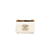thumbnail mini vanity box with pearl cc buckle chain bag in lambsbkin White ghw #XG