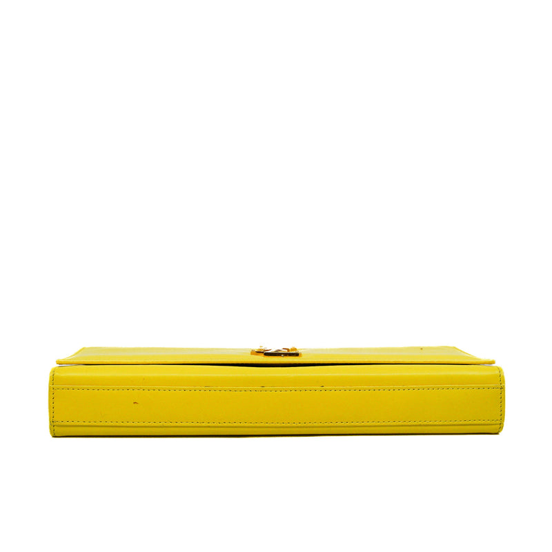 kate clutch in leather yellow ghw