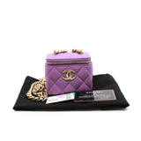 thumbnail Mini Vanity Case In Purple Lambskin Leather With Coco Chain Bag GHW Seri 32 - L'UXE LINK