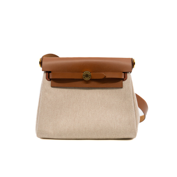 mini herbag in fabric gold/nature ghw w stamp – L'UXE LINK