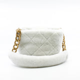 thumbnail White Shearling With Fur Strap Bucket Bag GHW Seri 30 - L'UXE LINK