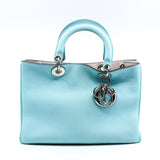 thumbnail Medium Diorissimo Mint Blue/Grey Calfskin Handbag PHW With Strap - L'UXE LINK