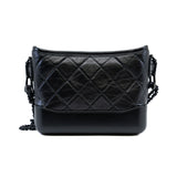 thumbnail Small Gabrielle So Black Aged Calfskin Quilted Hobo Bag Seri 28 - L'UXE LINK