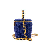 thumbnail mini vanity with top handel and chain in twist/leather purple ghw