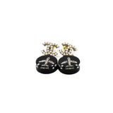 thumbnail 16S CC Pearl Black PVC Airplane Pendant Earrings - L'UXE LINK