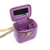thumbnail Mini Vanity Case In Purple Lambskin Leather With Coco Chain Bag GHW Seri 32 - L'UXE LINK