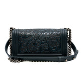 thumbnail Medium Dark Green Leboy Cordoba Paris Dallas Embossed Leather Flap Bag Ruthenium Hardware Seri 19 - L'UXE LINK