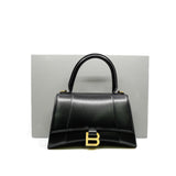 thumbnail Hourglass Handbag Small in black shiny box calfskin ghw