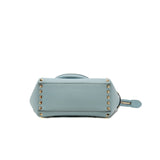 thumbnail small tote with rockstuds in leather blue ghw - L'UXE LINK