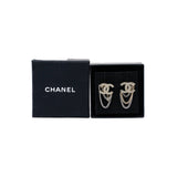 thumbnail chanel cc logo earring with chain whith crystal gold and silver - L'UXE LINK