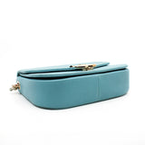 thumbnail Medium Thread Around Light Blue Grained Calfskin Quilted Cuba Top Handle Flap Bag GHW Seri 23 - L'UXE LINK
