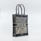 thumbnail La Mort Vertical In Navy/Beige Canvas Book Tote - L'UXE LINK