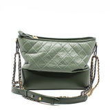 thumbnail Medium Gabrielle In Two Tone Green Quilted Aged Calfskin Leather Hobo Bag Seri 25 - L'UXE LINK