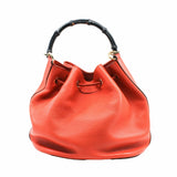 thumbnail tote bag medium with bamboo handle and strap orange - L'UXE LINK