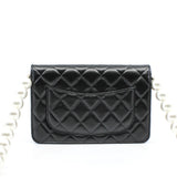 thumbnail Pearl Wallet On Chain In Black Calfskin Leather Crossbody Bag Seri 30 - L'UXE LINK