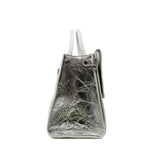 thumbnail Medium Diorever In Metallic Silver Calfskin Flap Bag PHW With Strap - L'UXE LINK