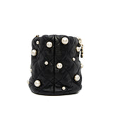 thumbnail mini limited bucket chain bag with pearl in leather black ghw seri 31 - L'UXE LINK