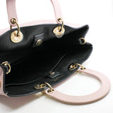 thumbnail Small Diorissimo In Nude Pink/Black Calfskin Handbag GHW With Strap - L'UXE LINK