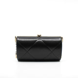 thumbnail Black And White Leather Quilted Minaudiere Shoulder Bag GHW Seri 30 - L'UXE LINK
