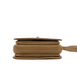 thumbnail Mini Beige Shiny Calfskin Quilted Messenger Flap Bag GHW - L'UXE LINK