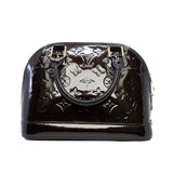 thumbnail Alma BB Monogram Vernis Leather In Amarante Red Handbag GHW With Strap - L'UXE LINK