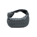 thumbnail Jodie mini knotted intrecciato leather tote in grey