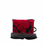 thumbnail Ayers-Paneled Embroidered Satin Shoulder Bag Black Red - L'UXE LINK