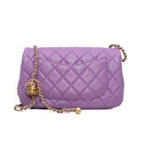 thumbnail 22s Mini Rectangular Pearl Crush In Purple Lambskin Single Flap Bag GHW Seri C9HNXXXX - L'UXE LINK
